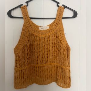 Saints & Heart Knitted Mustard Cropped Tank Top Size Small NWOT